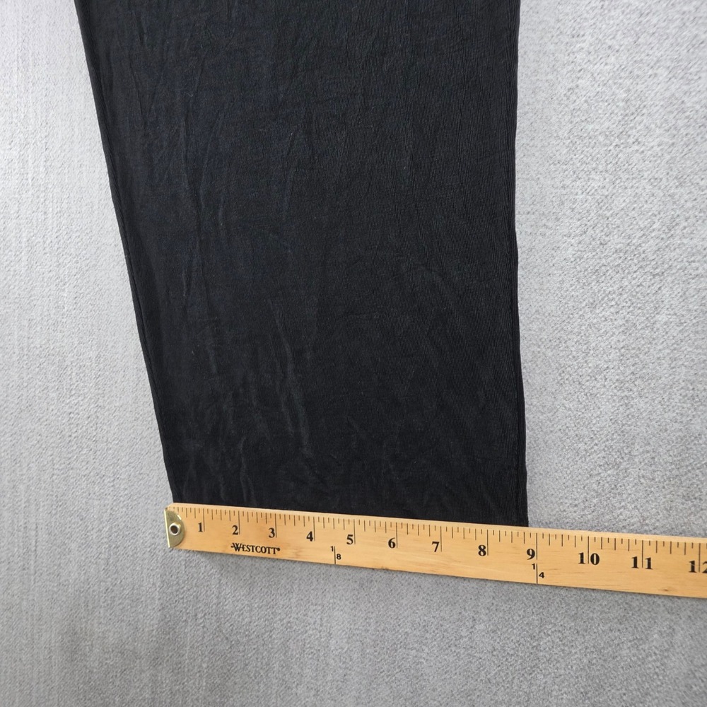 Slinky Brand Wide Leg Pants Women P1X Black Ribbed Elastic Waist Made in USA - Picture 8 of 16